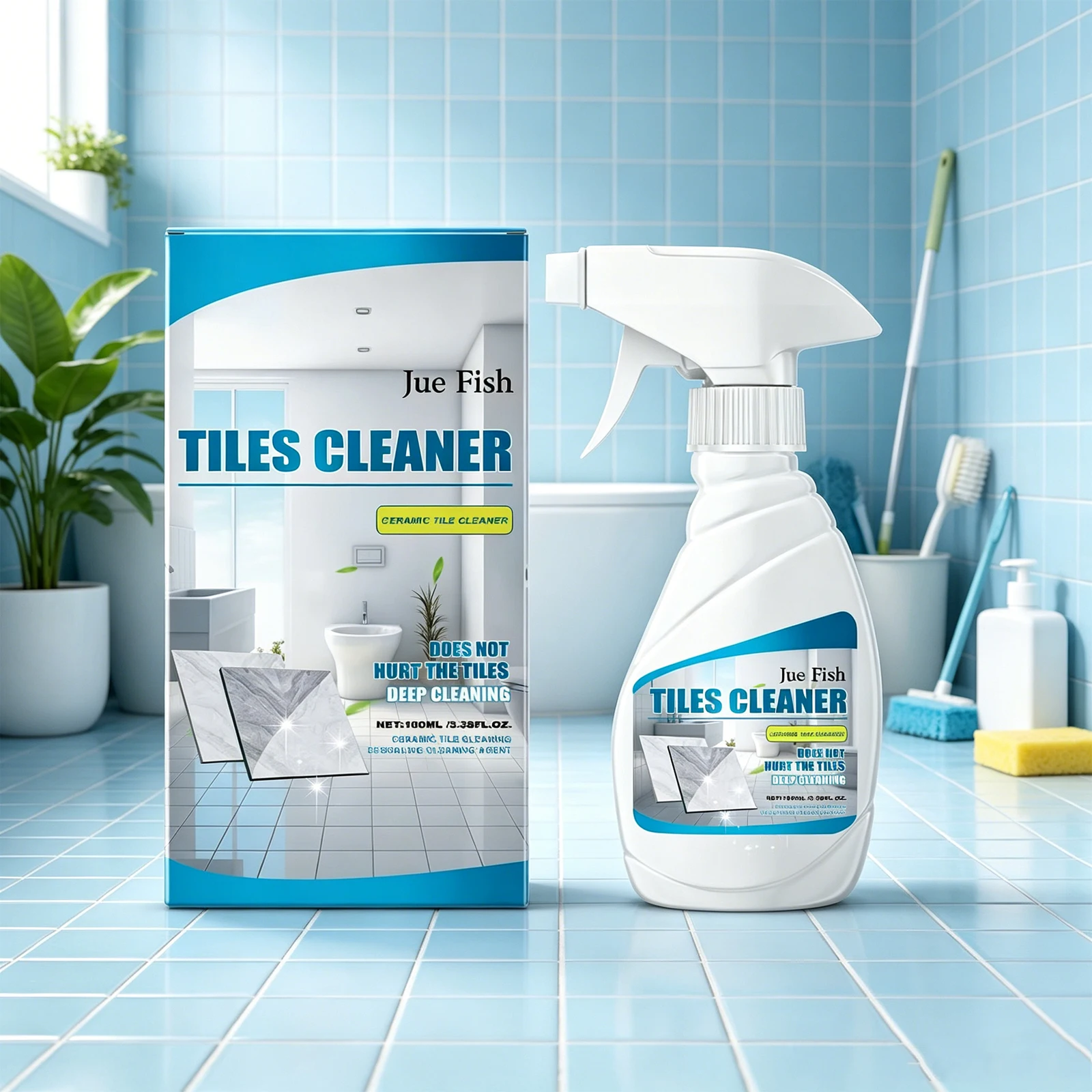 Jue Fish 100ml Ceramic Tile Cleaner Bathroom Floor Marble Brightening Dirt Remover For Home Kitchen Use Easy To Apply