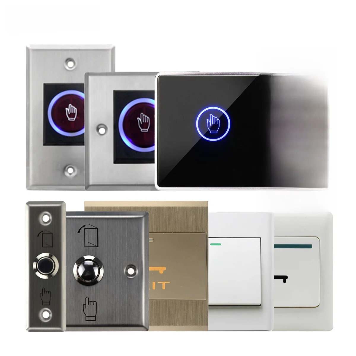 Bouton d'accès, interrupteur poussoir de sortie de porte, ouvre-porte sans contact, système de contrôle d'accès de porte, entrée ouverte