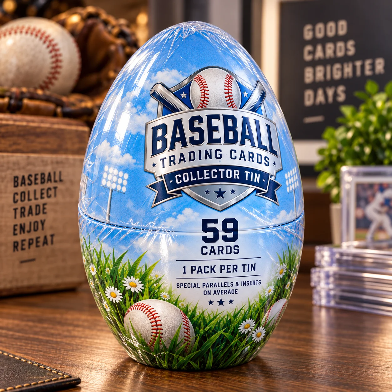 2025 Baseball Trading Cards Collector Tin 59 Cards Sports Collectible Pack with Parallels Inserts for Baseball Fans Collectors