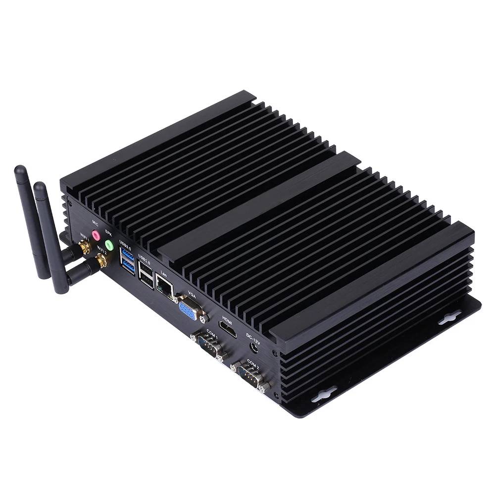 HUNSN ordinateur industriel sans ventilateur, IPC, Mini PC, IM03, Windows 11/Linux Ubuntu, Intel Core I5, VGA, HDMI, LAN, 2COM,5USB2.0,2USB3.0