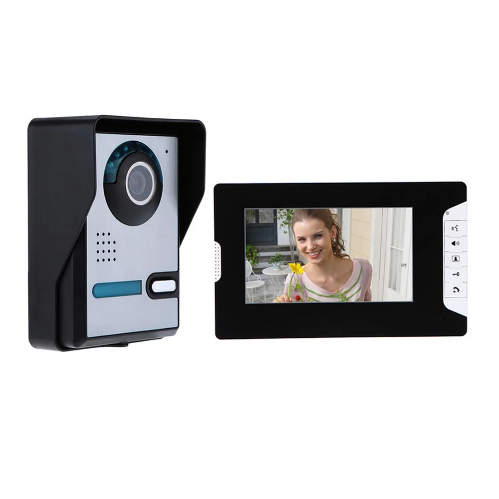7 Inch Color TFT LCD Video Doorbell Intercom System Outdoor Camera IR Night Vision 16 Chime Melodies Adjustable Monitor