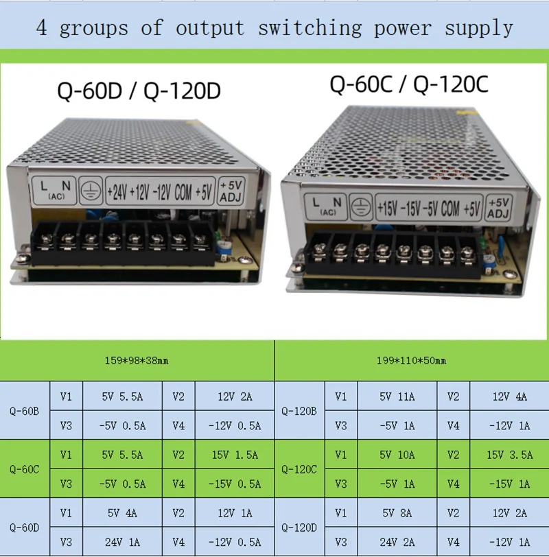 

Q-60 Q-120 series four-way output switching power supply 60W Q-60B Q-60C Q-60D 120W Q-120B Q-120C Q-120D 5V 12V 15V 24V