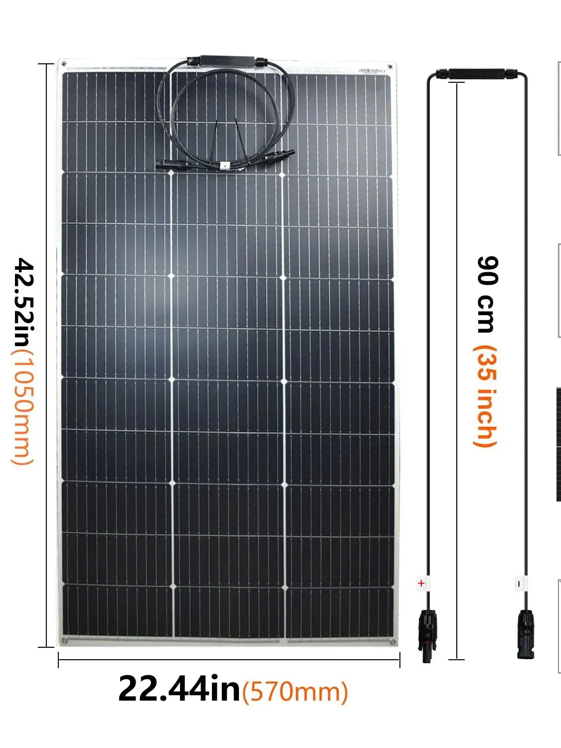 Elastyczny panel słoneczny 125W, giętki, monokrystaliczny, wysokowydajna, wodoodporna ładowarka solarna do kamperów, łodzi, na kemping i do użytku terenowego. — 2