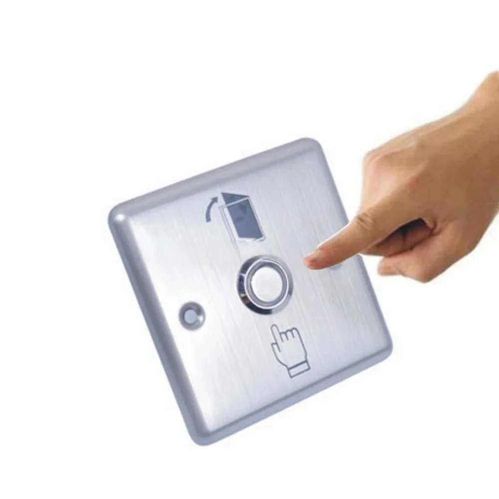 5 units /lot  86X86mm Stainless Steel Exit Button without  LED light  NO  for access control system