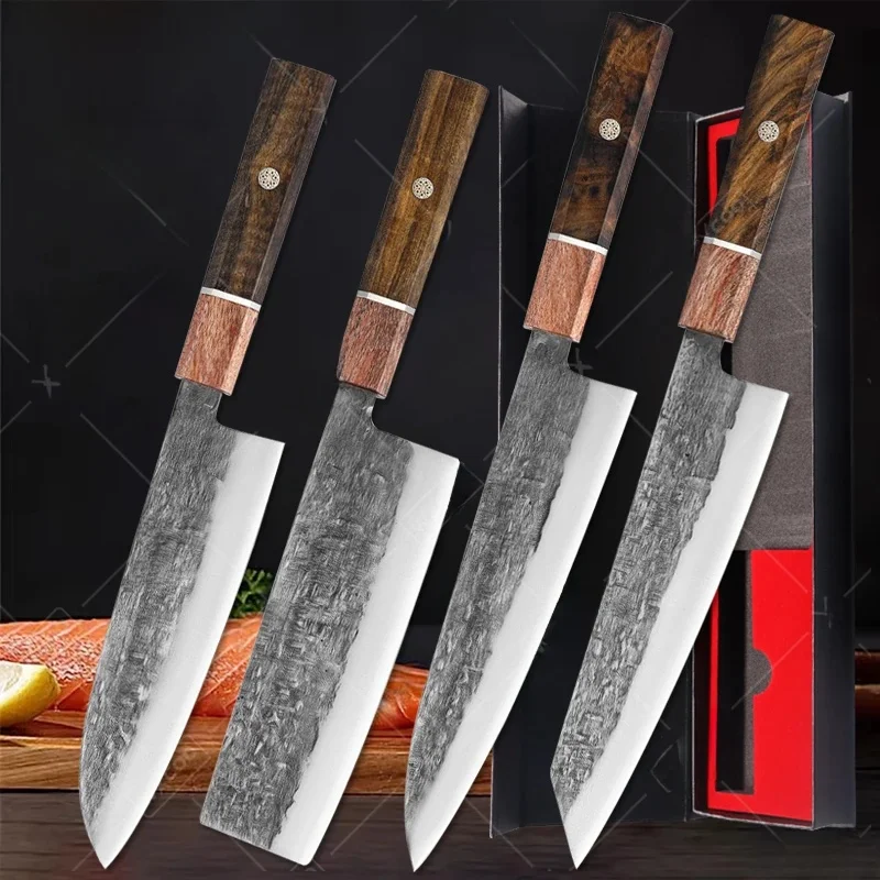 WXCOO Japanisches Kiritsuke Kochmesser, Edelstahl, scharfes Fleisch- und Gemüsebeil, Metzger, handgefertigt, professionelle Küchenmesser