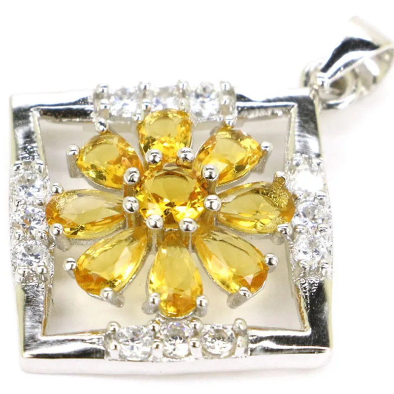 Buy 2 Get 1 Free 31x24mm 3.2g Golden Citrine Pink Morganite White CZ Daily Wear Real 925 Solid Sterling Silver Pendant