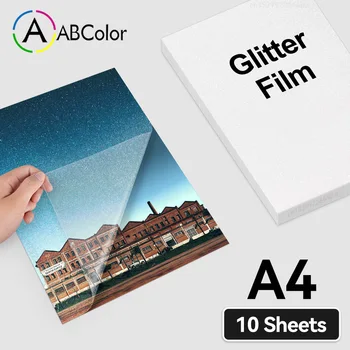 ฟิล์มเคลือบเย็น10แผ่นฟิล์ม A4แบบมีกาวในตัวฟิล์มกระดาษสติ๊กเกอร์ติดกระจกแตกกันน้ำติดบัตรรูปภาพดาวแบบ DIY