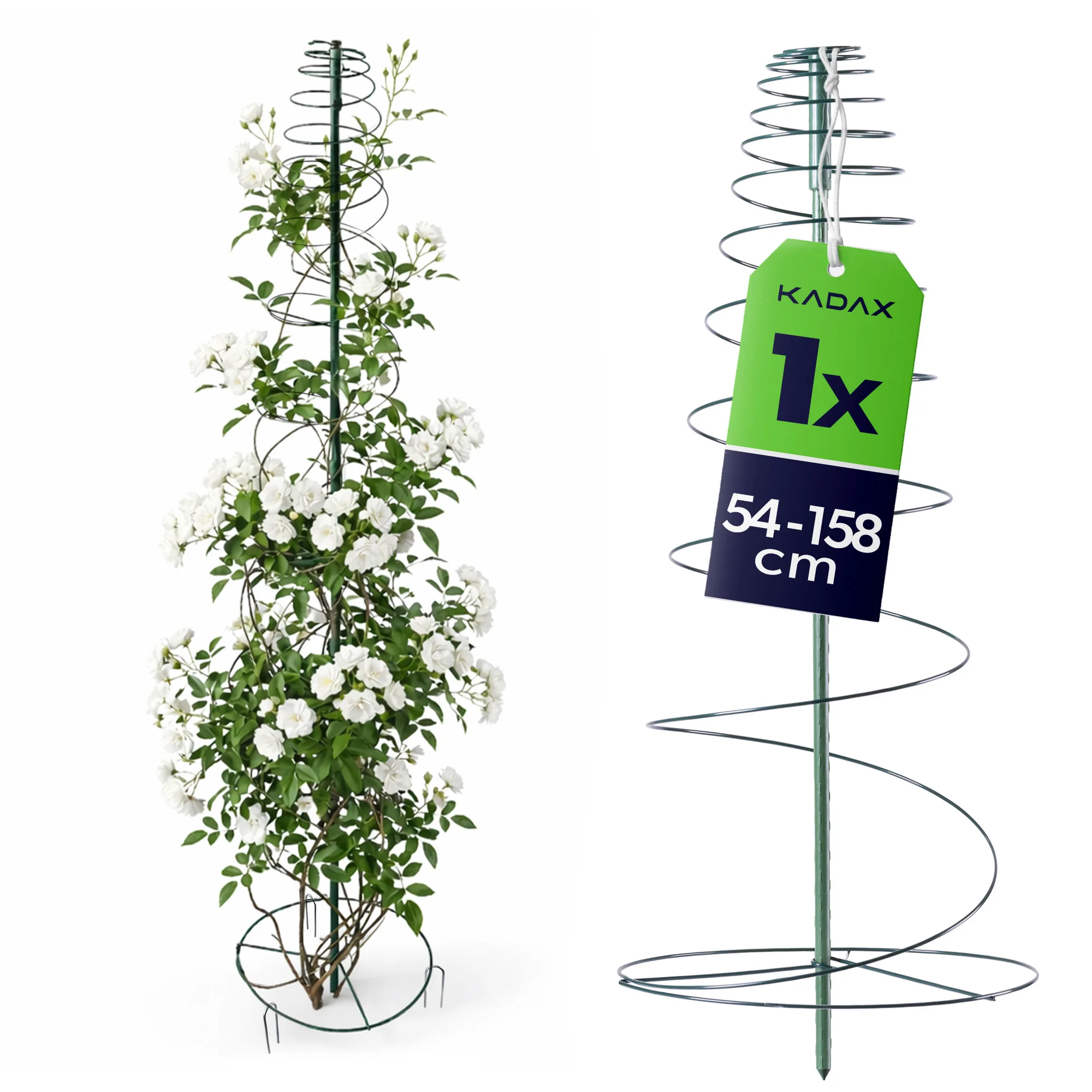 Kadax spiraalvormige plantensteun, 54-158 x 30 cm, donkergroen, 1 stuk.