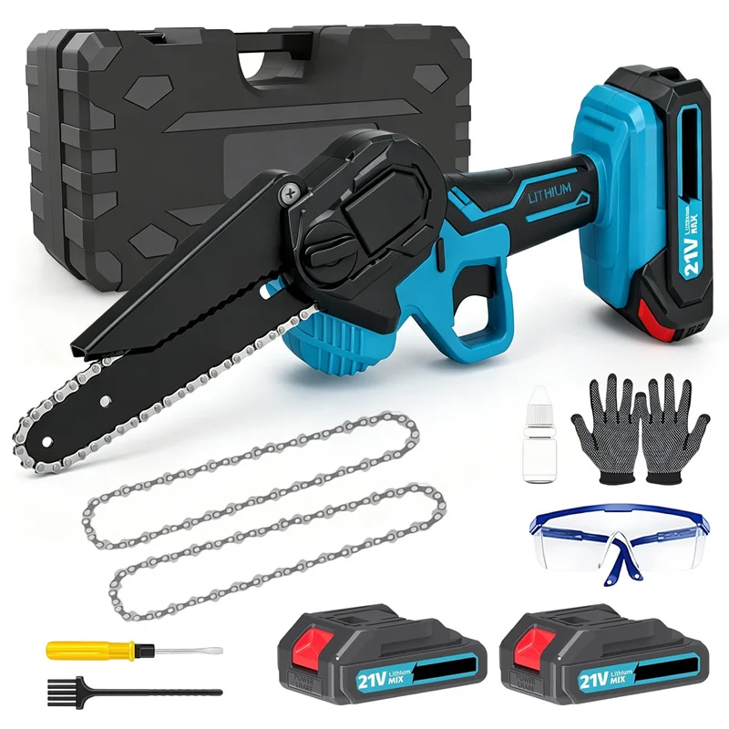 Bromose Mini-Kettensäge 6 Zoll Kabellose Akku-Betriebene Elektrische Kettensäge Handliche Tragbare Kleine Säge für Baumschnitt und Holzschneiden