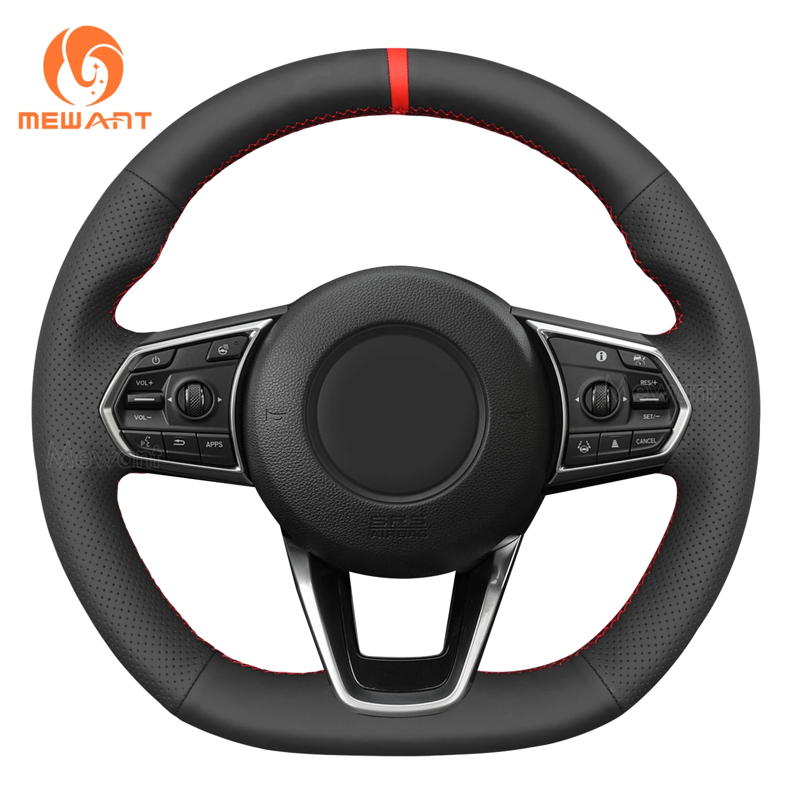 Mewant Black Artificial Leather Car Steering Wheel Cover for Acura TLX A-Spec Type-S 2021-2024