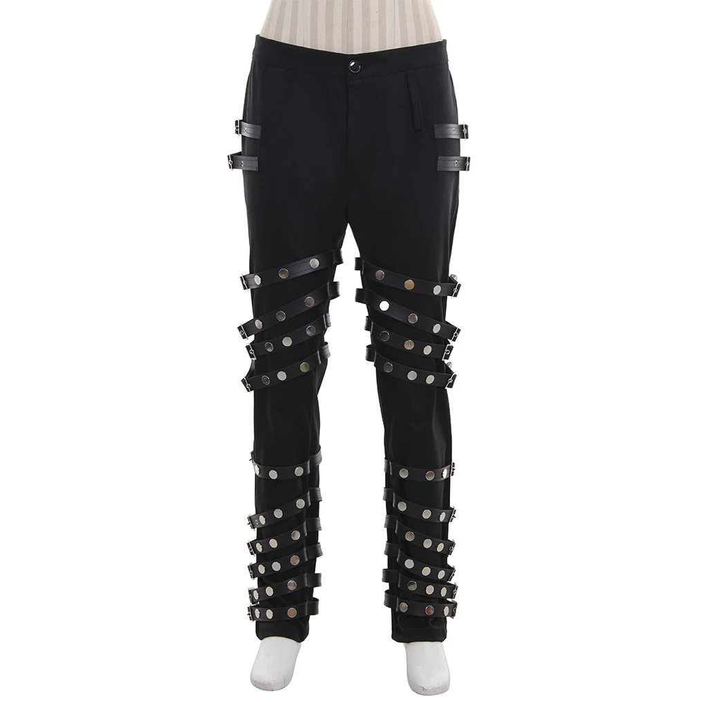 

Classic Punk Black Rock Stage Performance Cosplay Costume Rivet Trousers Pants