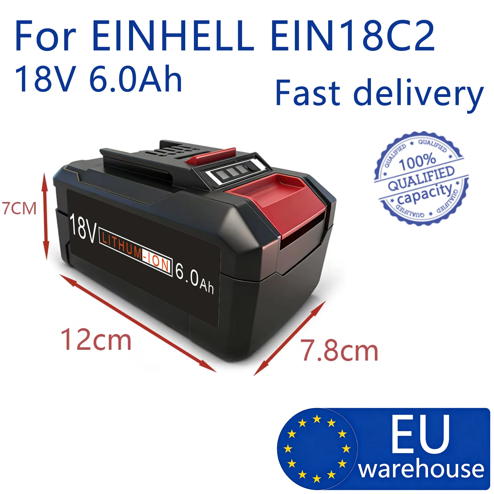 18V 6000mAh Lithium-Ionen-Akku 4511481 für Einhell 18-Volt Power X-Change Akku-Werkzeuge, Ozito