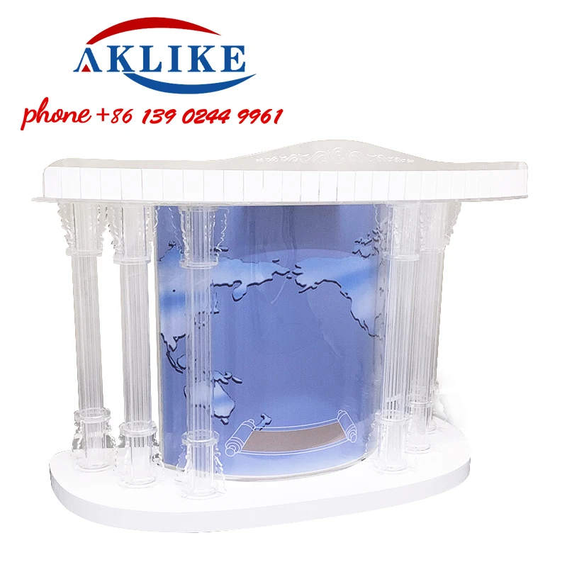 Cross Lectern Modern Rostrum Clear Acrylic Church Pulpit With Led Light Portable Podium Standing Furniture Free Shipping