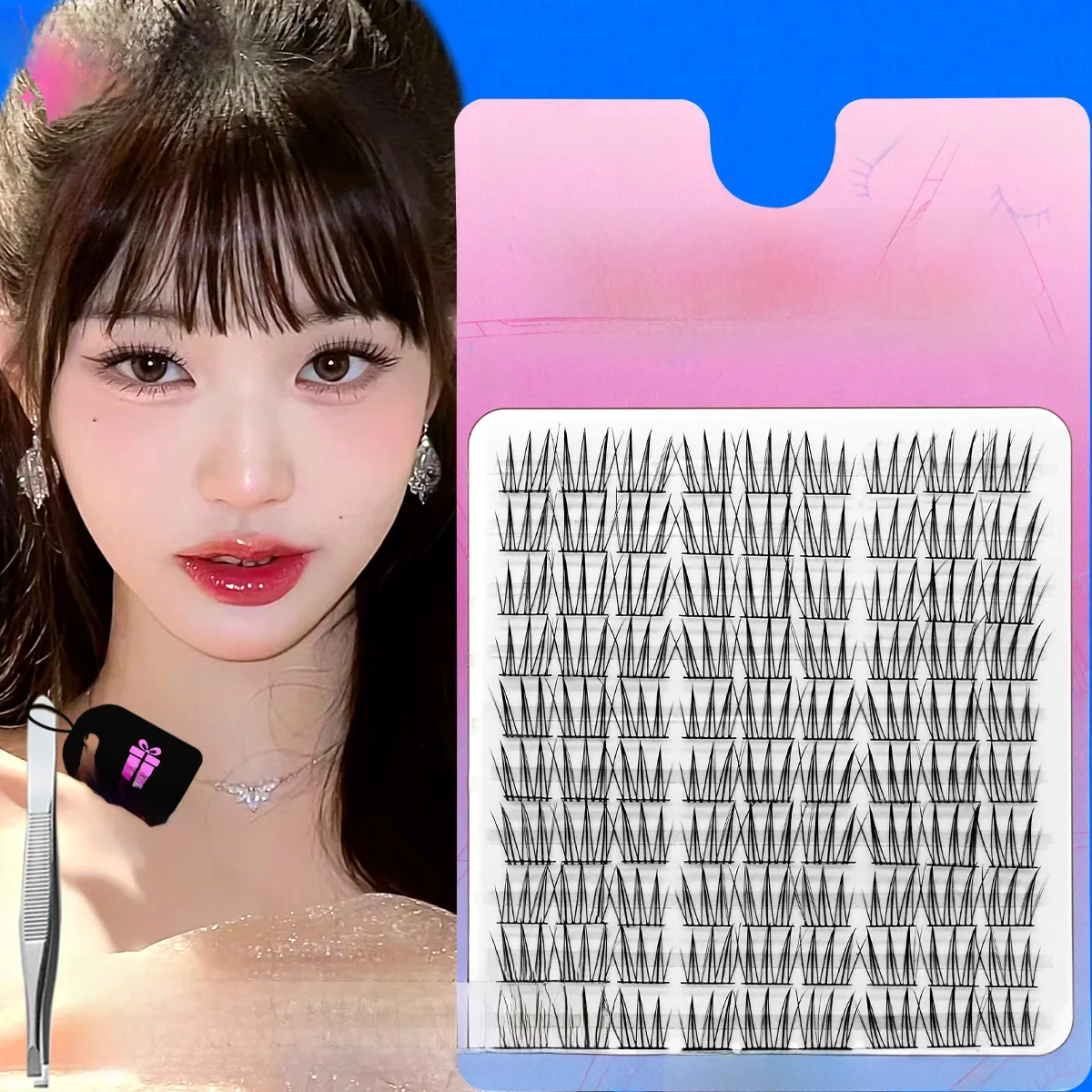 GROINNEYA Cluster Lashes Naturalne przedłużanie rzęs Objętość Indywidualne rzęsy Mieszane rzęsy Cluster Naturalne rzęsy DIY — zdjęcie 2