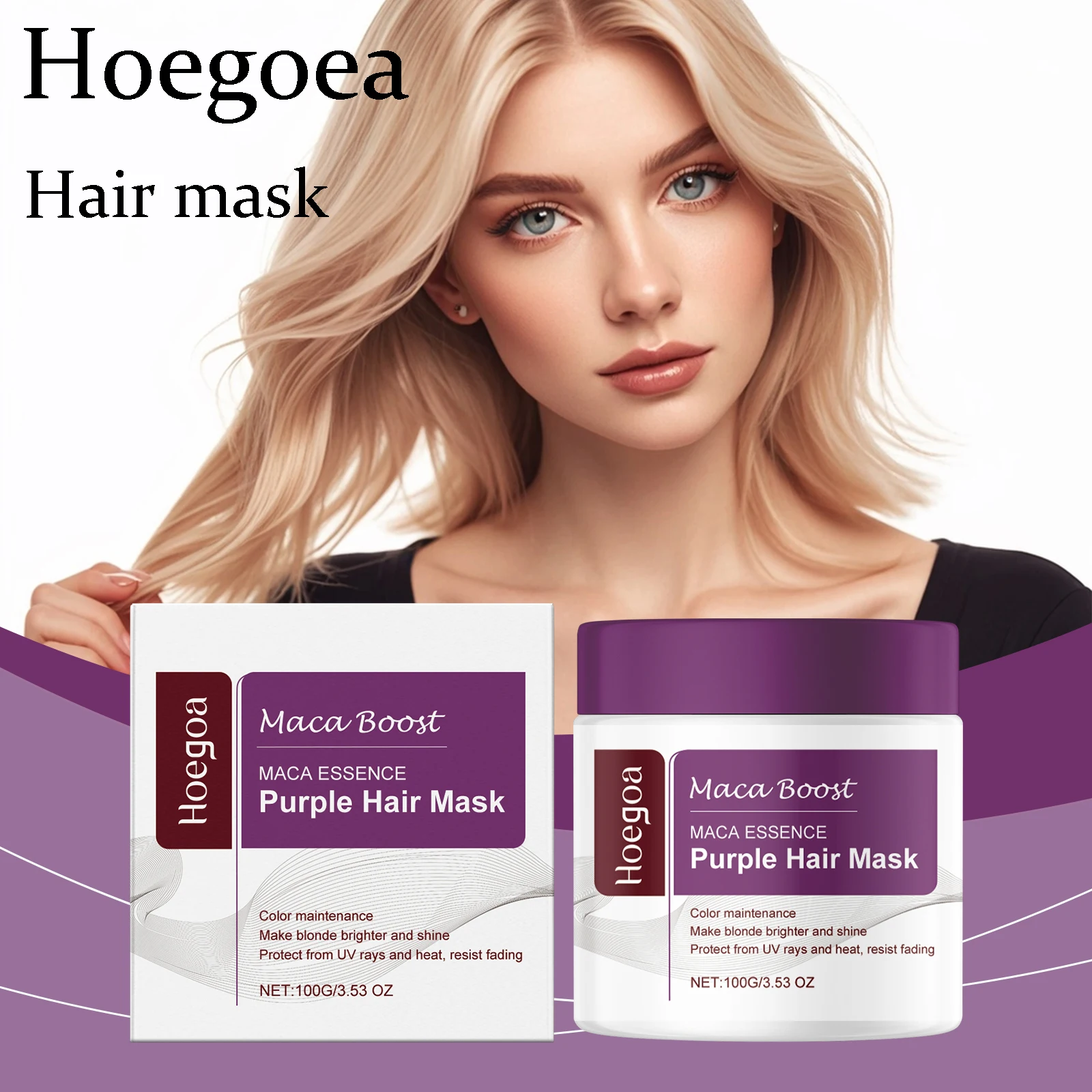 

Фиолетовая маска для волос Hoegoa, уменьшает сухость, стойкий цвет, восстанавливающий блеск, уменьшает вьющиеся волосы, улучшает прочность, питательная маска для волос