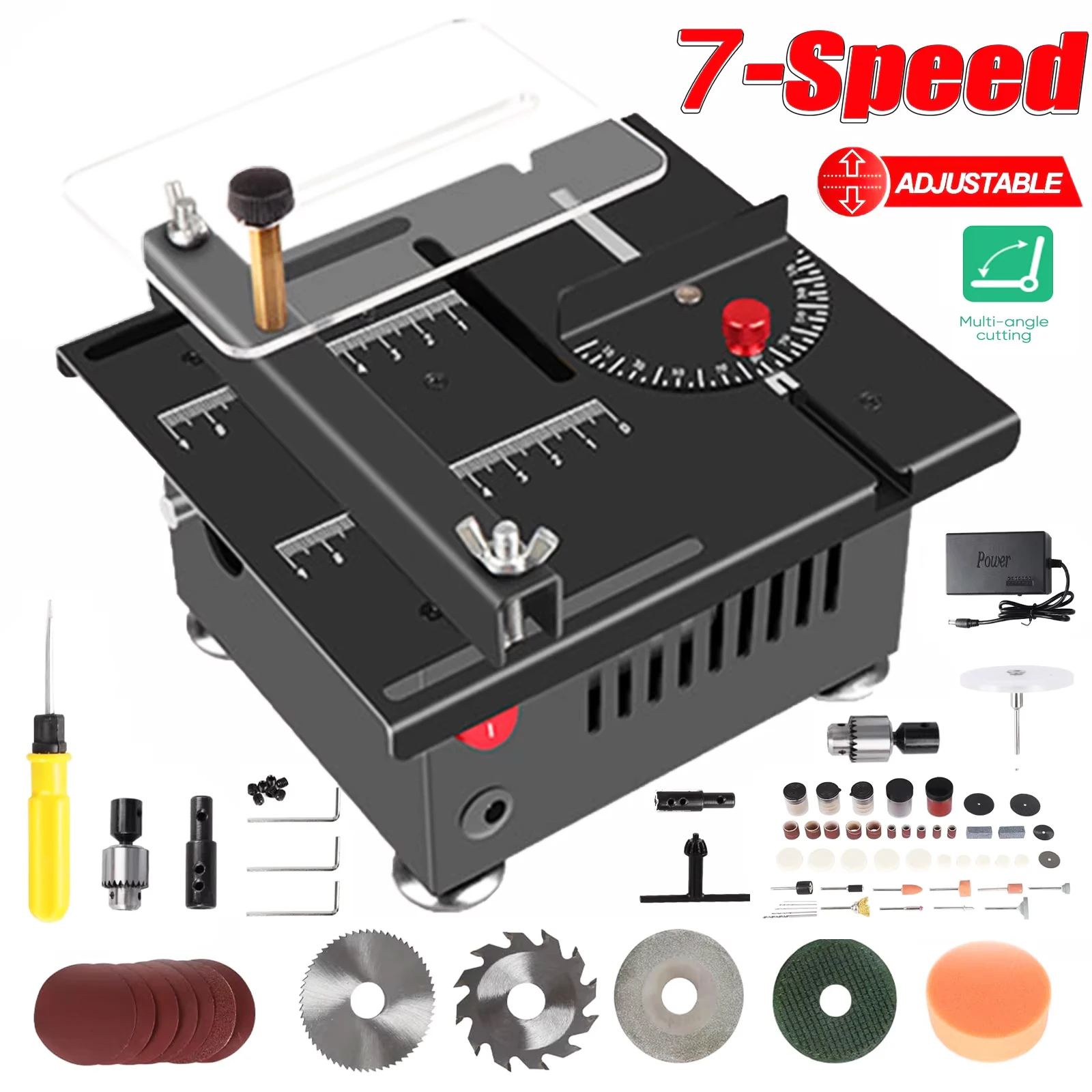Scie de Table multifonctionnelle 100W, Mini scie électrique de bureau, vitesse et Angle, lame relevable réglable, outil de profondeur de coupe de 16MM