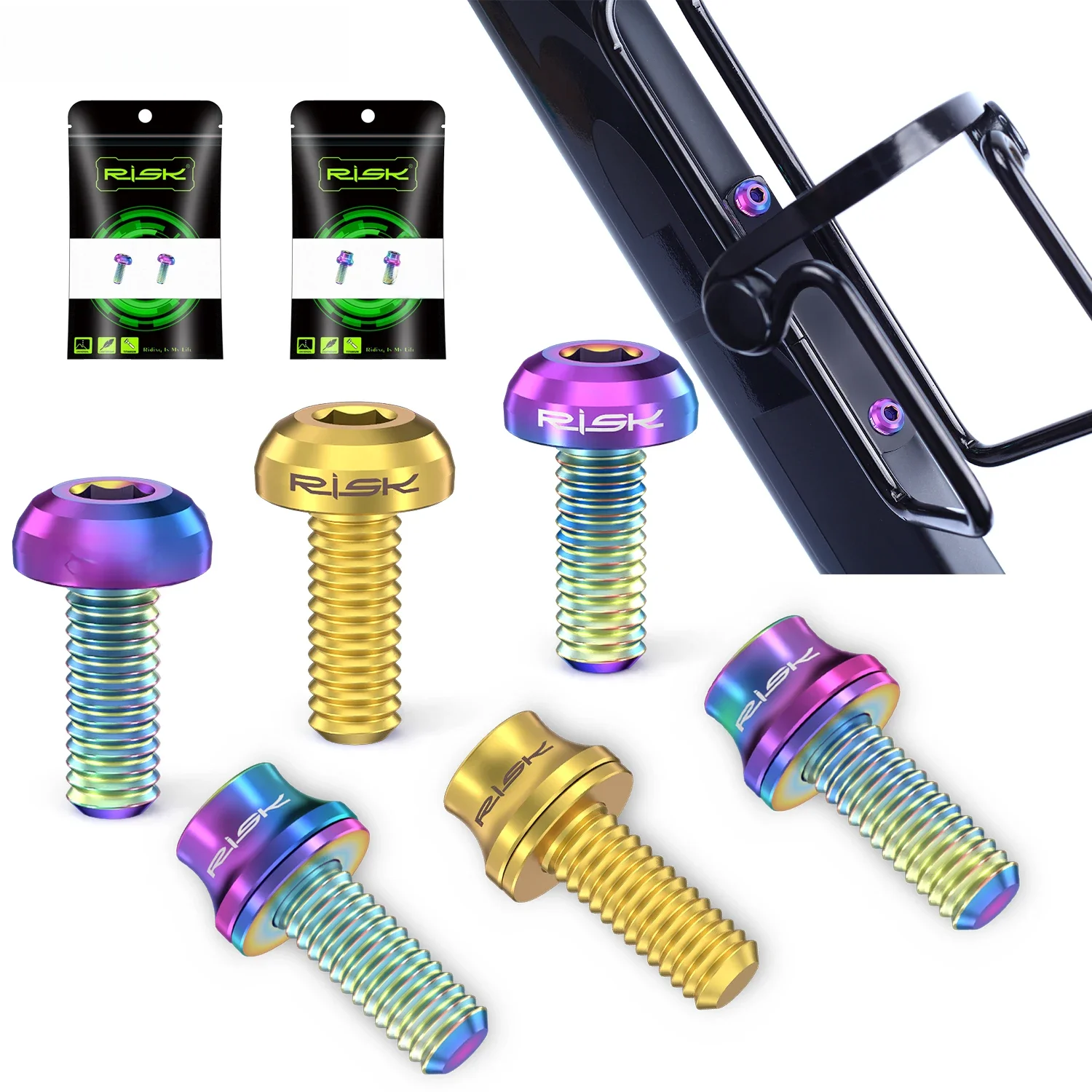 AliExpress RISK Risk M5x12mm Bike Water Bottle Cage Fixing Bolts Titanium Alloy MTB Road Bicycle Bottle Holder Screws Air Pump Fixed Bolts