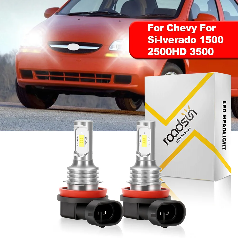 

2 Pcs H11 For Chevy Fog Lamp For Si-lverado 1500 2500HD 3500 1999-2006 H11 3570 CSP Chip 360 Degree Lighting Plug-N-Play