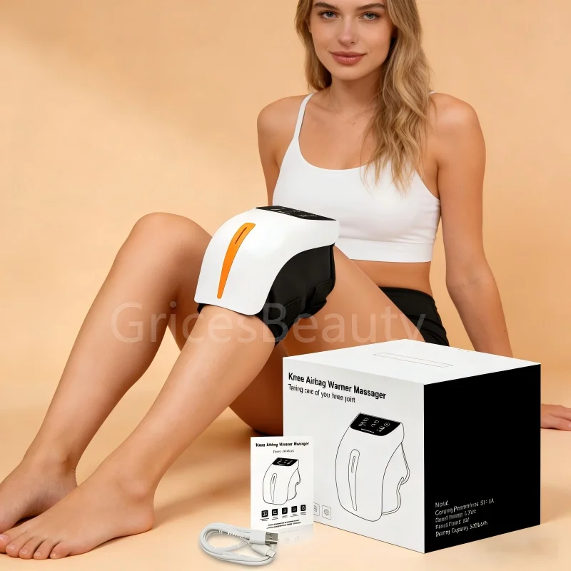 

Портативный массажер для коленей с 3 уровнями интенсивности, воздушными подушками, горячим компрессом, вибрацией, умным красным светом, для расслабления мышц коленного сустава.