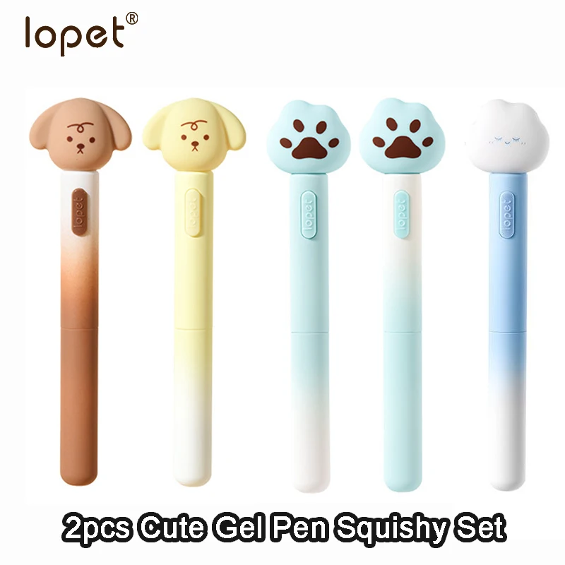 

2pcs Lopet Gel Pen Adorable Set 0.5 ST Nib Quick-Drying Refillable Black Pens School Office Home Kawaii Stress Relief Stationery