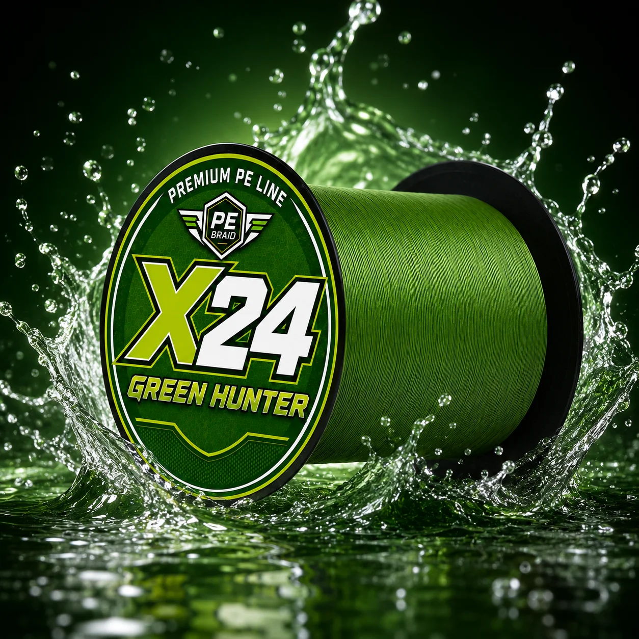X24 24 Strands Braided Fishing Line Super Strong PE Multifilament Fishing Wire Green Hunter Smooth Casting Saltwater Freshwater