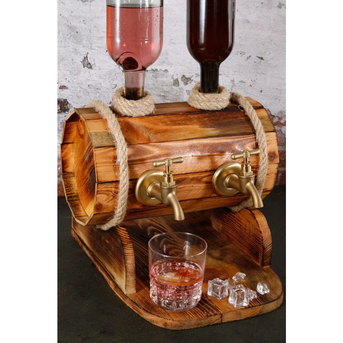 Handmade Natural Wooden Barrel Stand Wine Rack