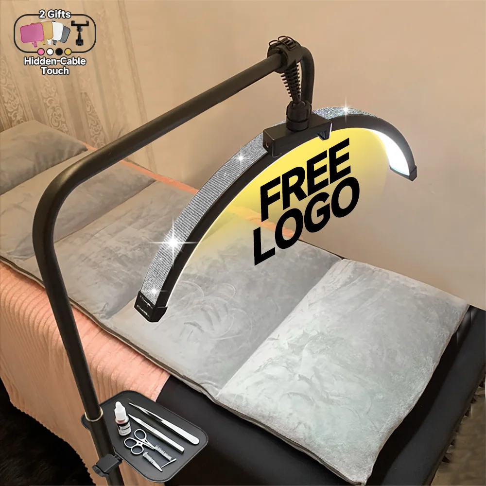 2027 Custom Logo L80 Half Moon Lash Light LED Beauty Floor Lamp for Eyelash Extension Nail Salon Tattoo Studio Light with Stand