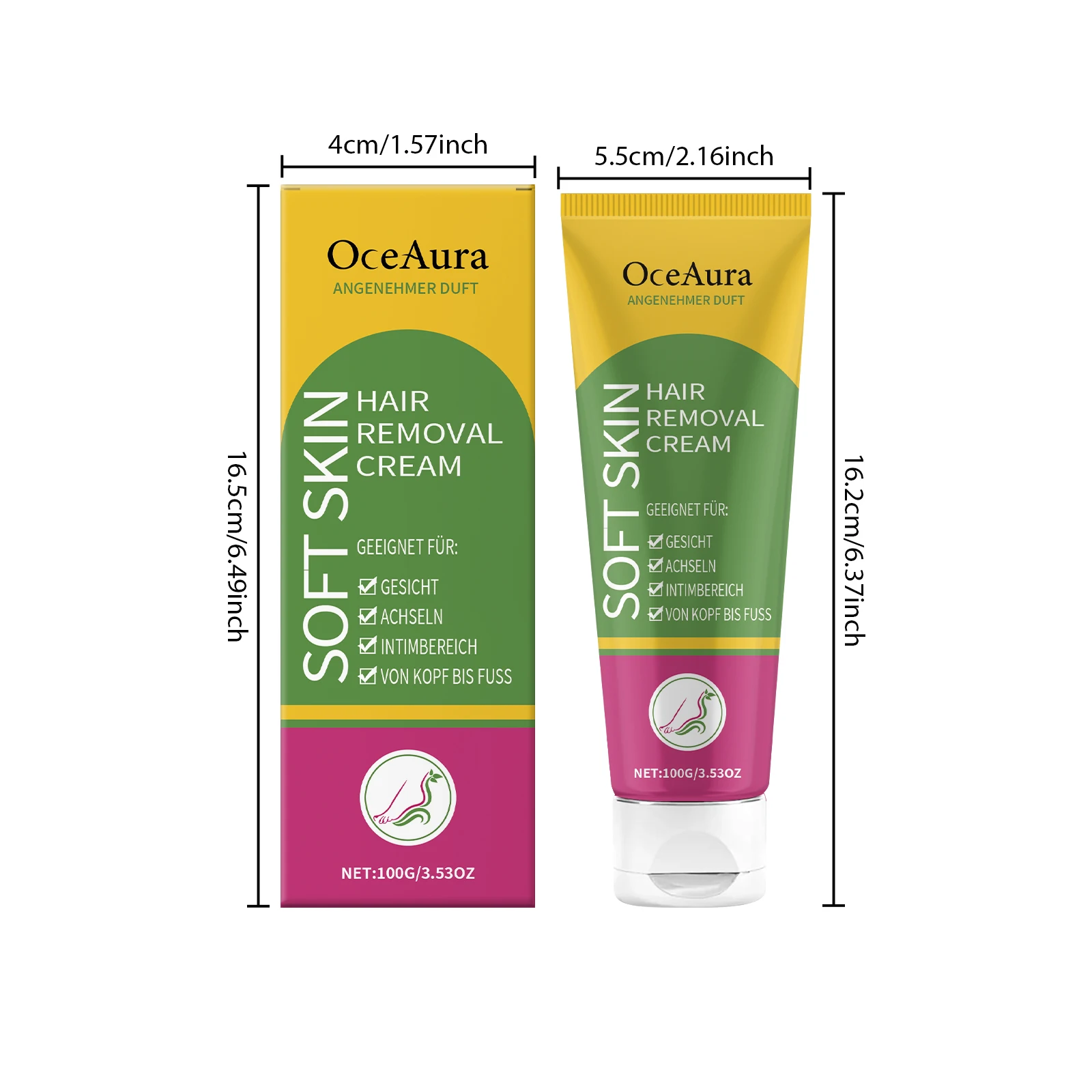 كريم إزالة الشعر من Oceaura كريم منعش غير مزعج للبشرة اللطيفة لتقليص المسام كريم إزالة الشعر الناعم المهدئ لجميع أنواع البشرة