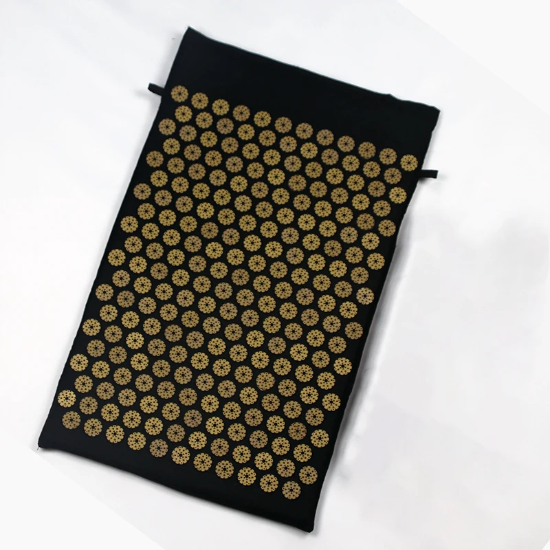 Black Gold Acupuncture Massage Mat & Pillow Set Free Storage Bag