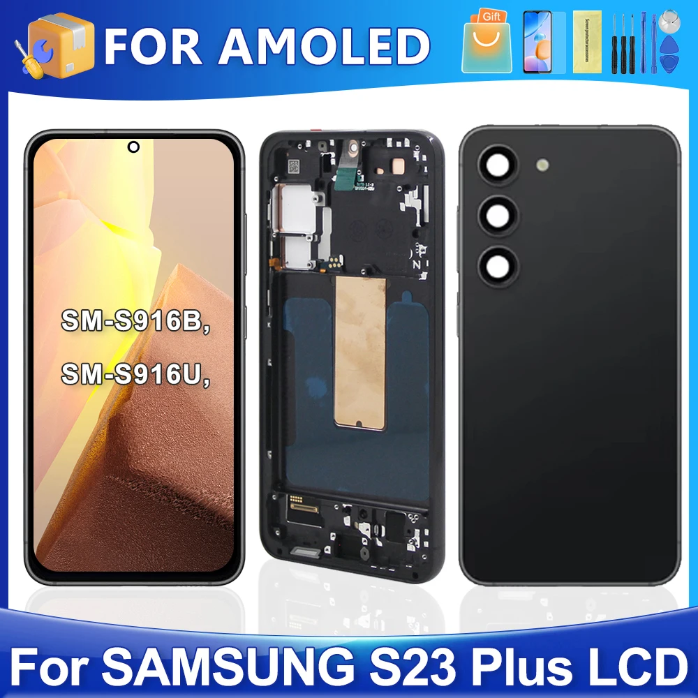 S23 Plus For Samsung For AMOLED S23+ S916B S916U S916W S916N S916 LCD Display Touch Screen Digitizer Assembly Replacement