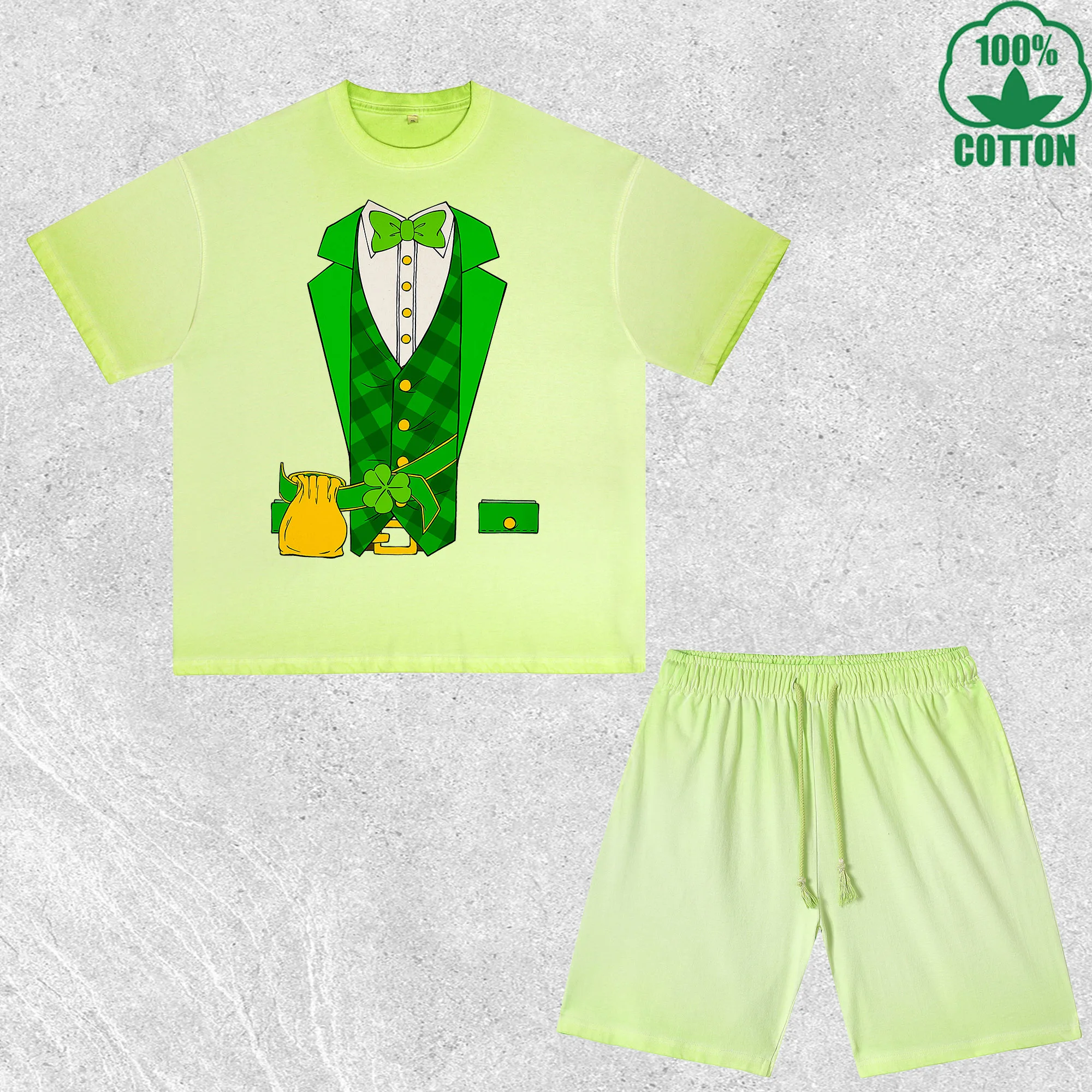 

Saint Patrick Printed Dirty Wash T-Shirt Shorts Set Multicolor Combo Loose Trendy Fashionable 100%Cotton Short Value Pack