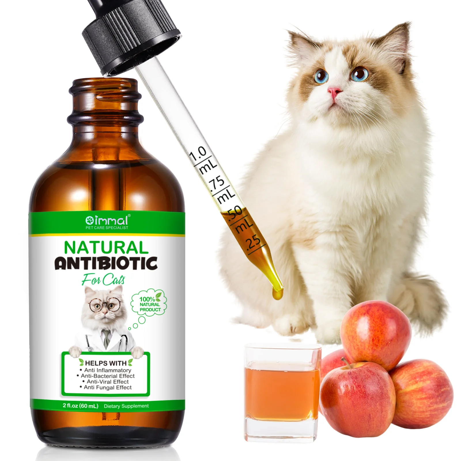 Natural Antibiotics for Cat Supports Pets Allergy Relief Itch Relief Multivitamin Help Cat Antiviral Antifungal in Liquid Form