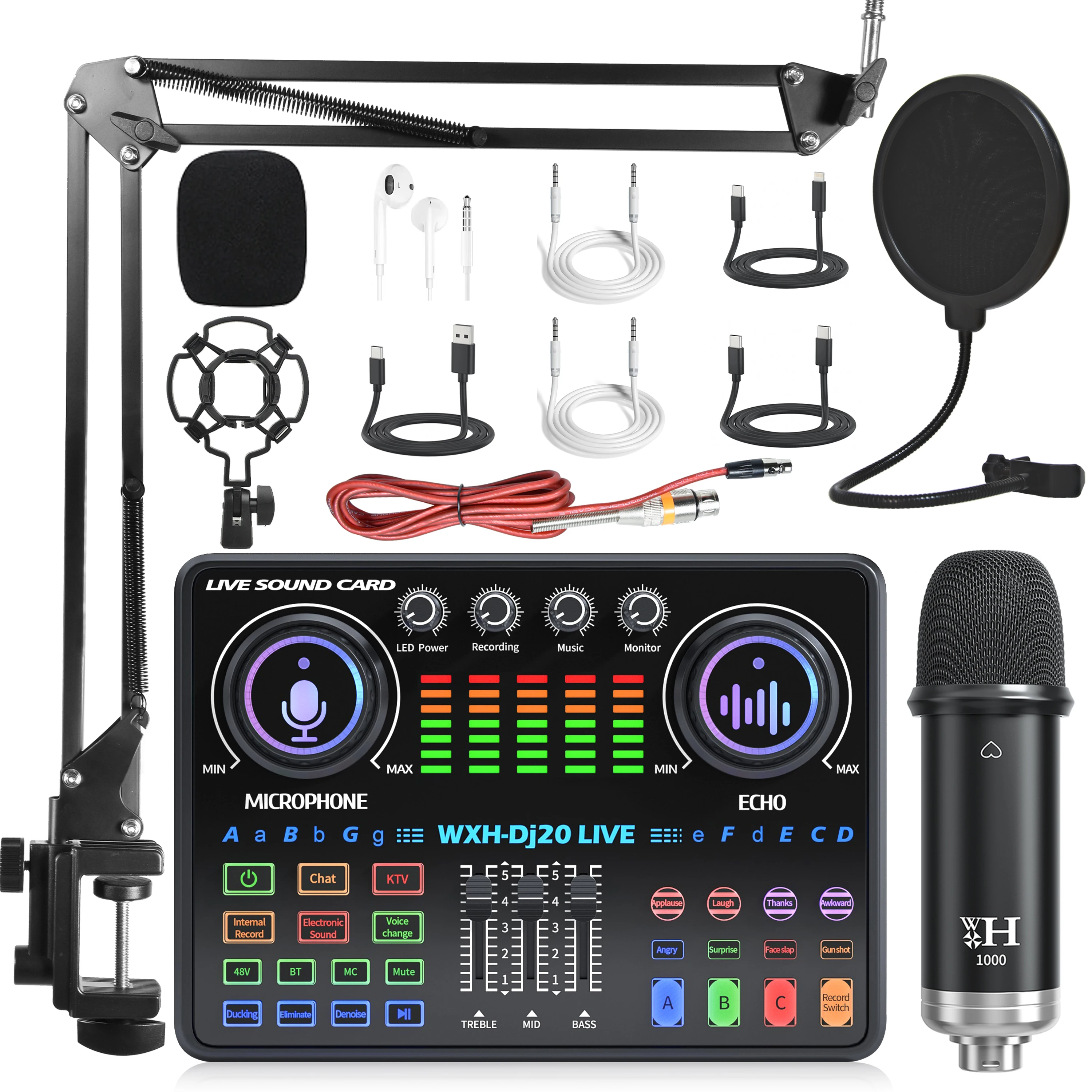 

DJ20 External Live Sound Card Headphones Microphone Webcasting Personal Entertainment Streaming Computer Audio Live Streaming Eq