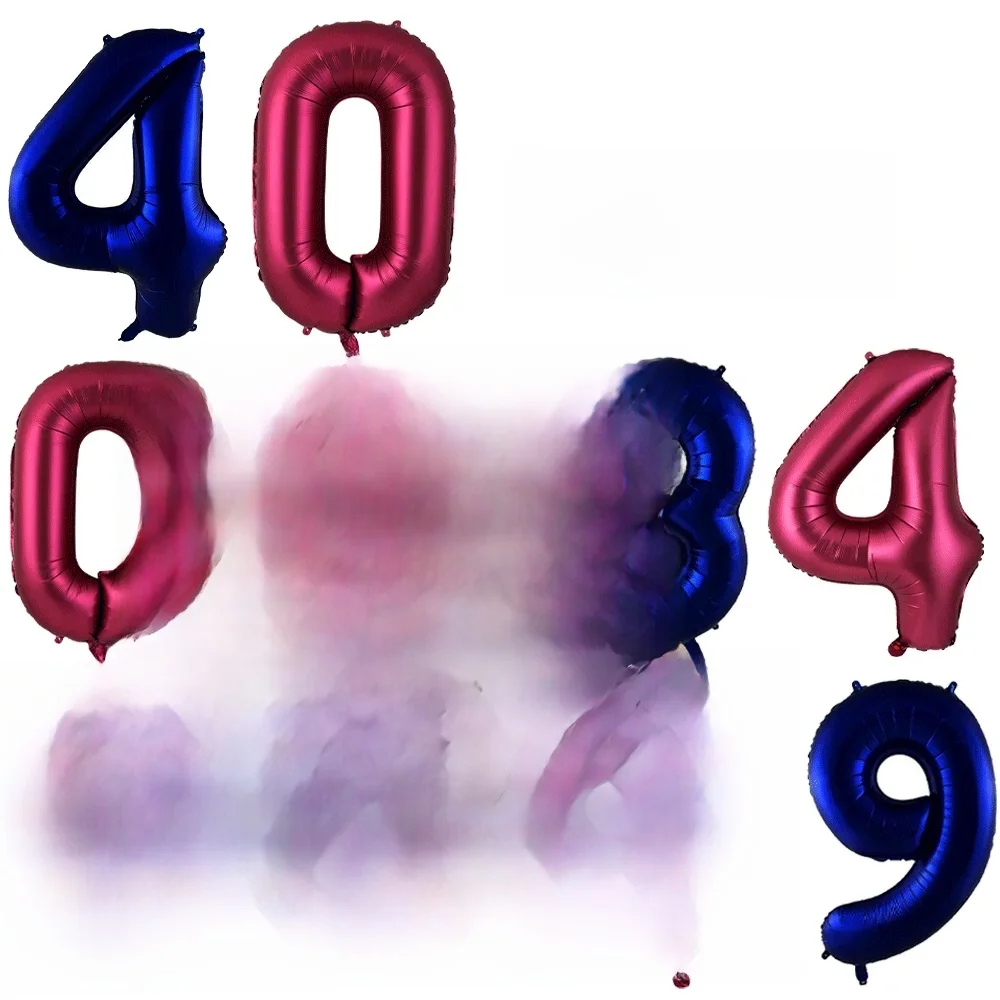 Ballon en aluminium avec chiffres bleu nuit 40 pouces, boule à hélium numérique rouge vin bordeaux 0-9, décoration de fête d'anniversaire pour enfants et adultes, réception-cadeau pour bébé