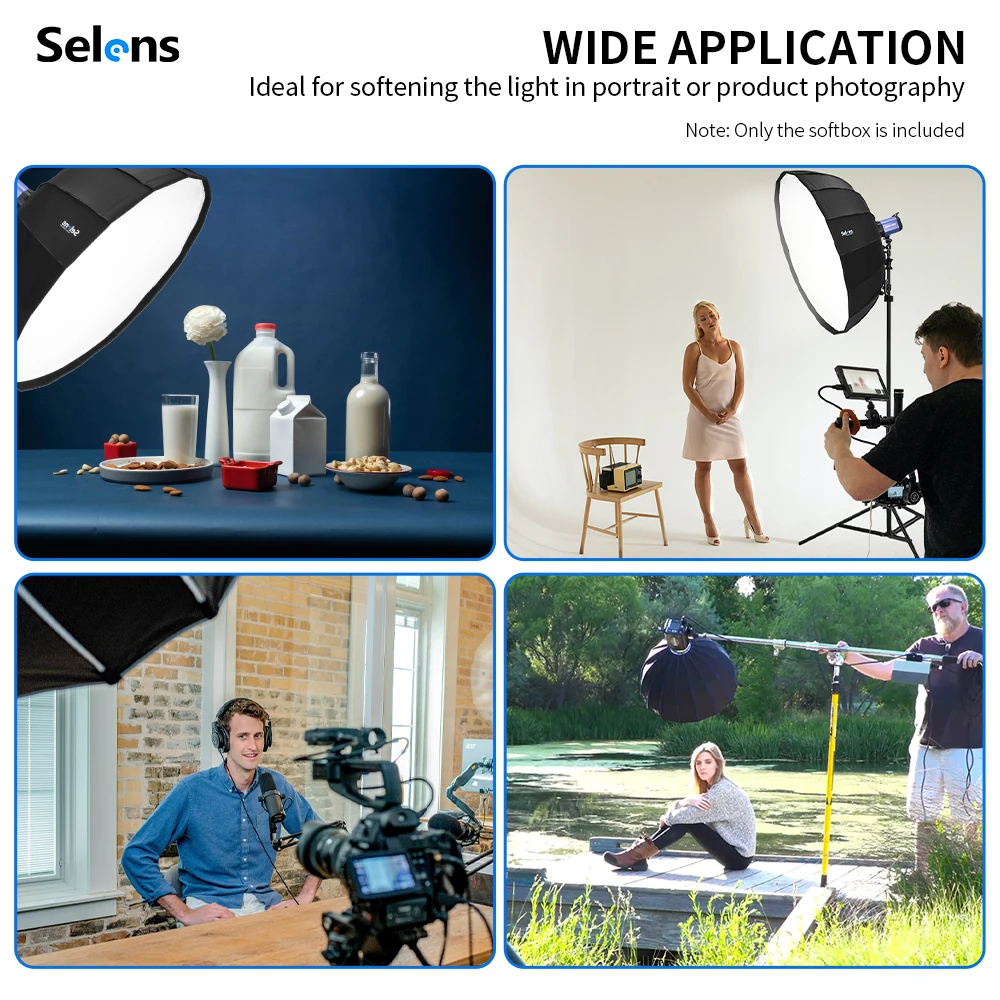 Selens 105cm 16 Rods Beauty Dish Umbrella Softbox Quick Folding Portable with Bowens Mount Speedring Soft Box for Portrait Flash