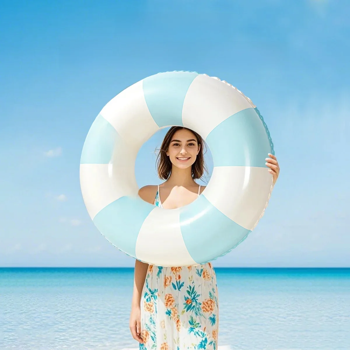 Nouvelle anneau de natation, PVC épaissi, anneau de natation rétro rayé, bouée de sauvetage, anneau gonflable sous les bras, anneau flottant, 1 pièce s