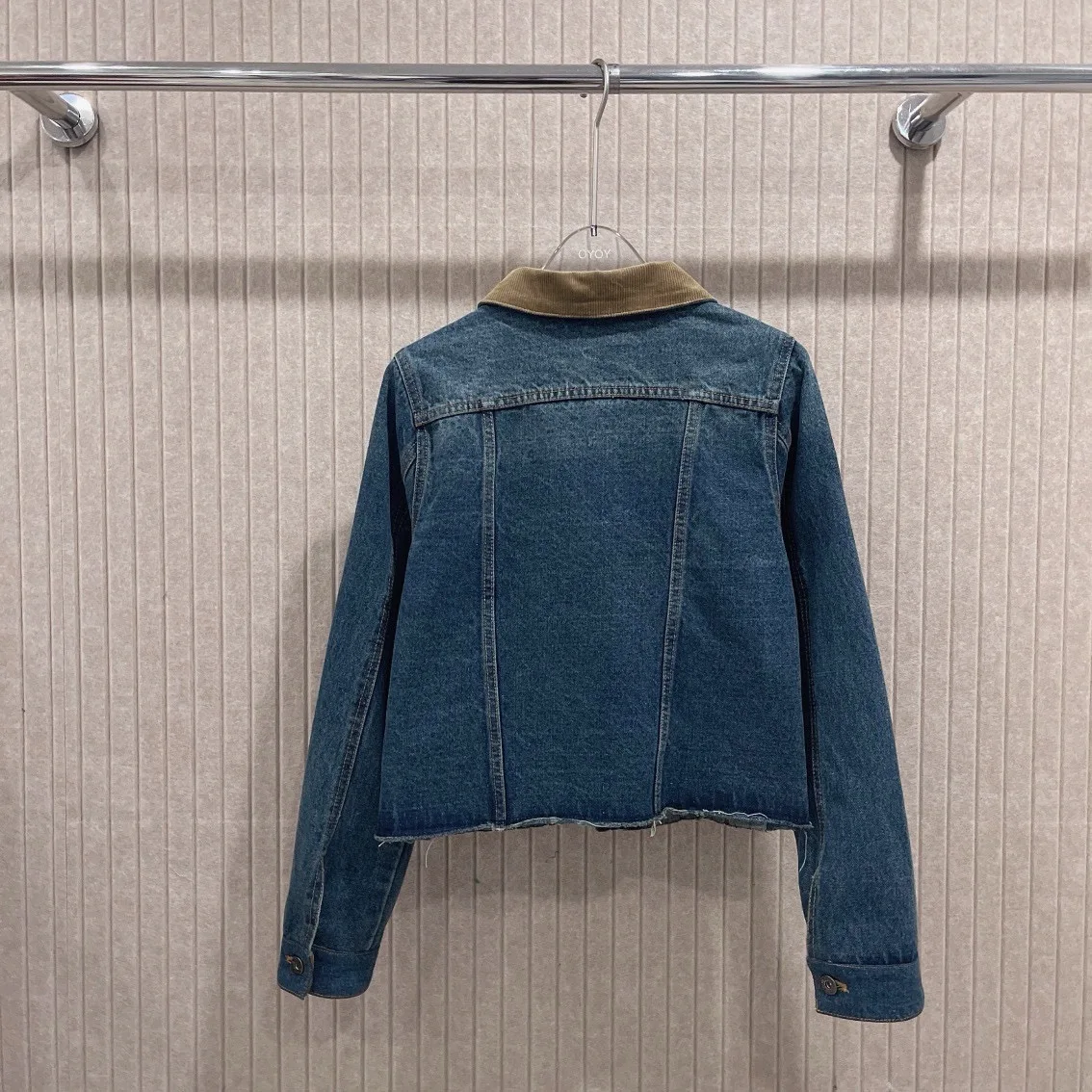 

2025 Autumn Must - Have! Corduroy - Collared Denim Jacket with Trendy Color Blocking - Durable Denim, Versatile Fit, Perfect for