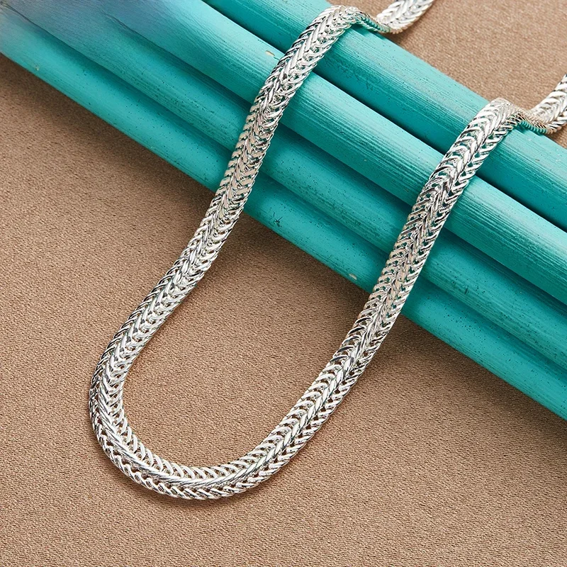 SHSTONE 925 Sterling Silver 20-calowy płaski łańcuszek węża Naszyjnik dla kobiet Mężczyzna Moda Impreza Ślub Urok Prezent Biżuteria zaręczynowa — zdjęcie 2