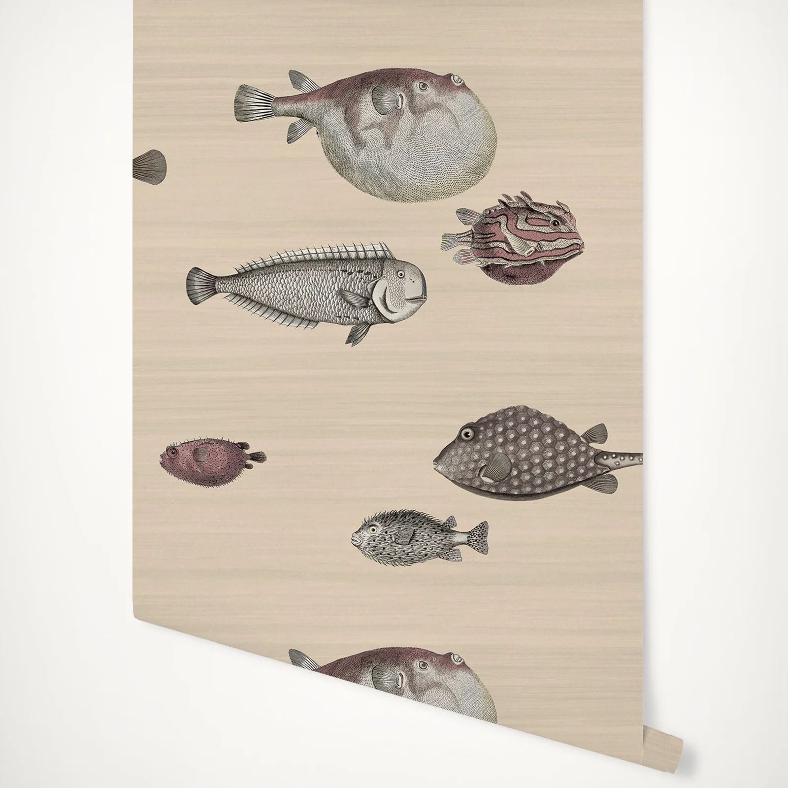 Acquario Wallpaper nordic wallpaper in taupe color sea fishes in scandinavian style