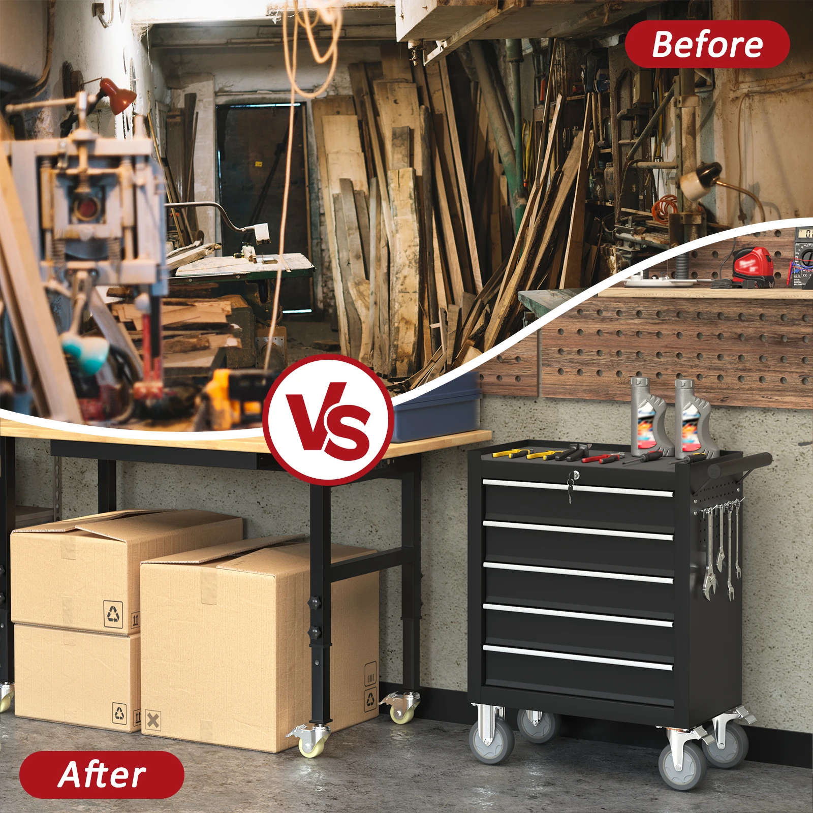 5 Laci Alat Bergulir Lemari dengan Roda dan Laci