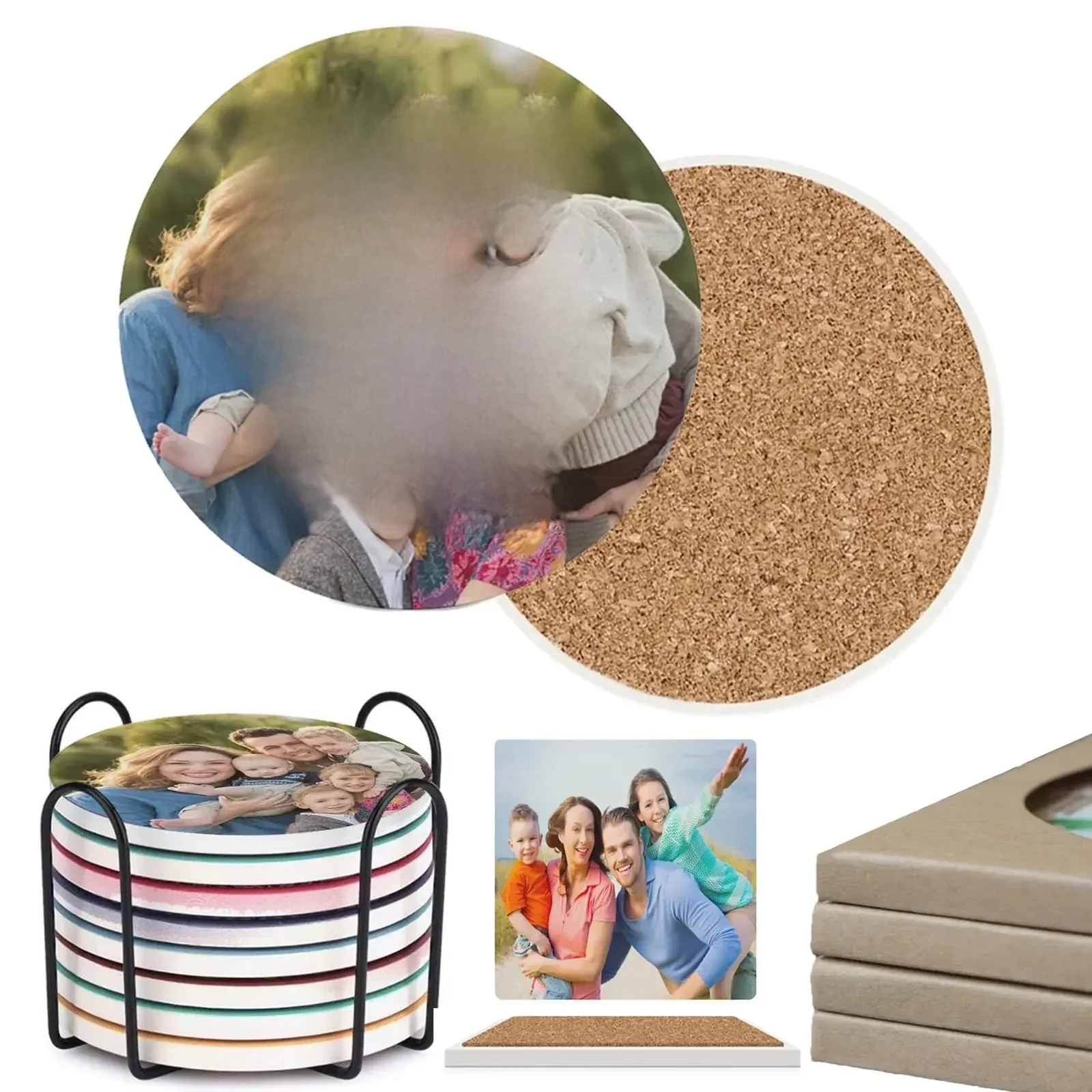 Sous-verres personnalisés Sous-verres en céramique personnalisés pour boire ajoutez votre image Texte Logo Sous-verres de bar absorbants pour tasse Home Office