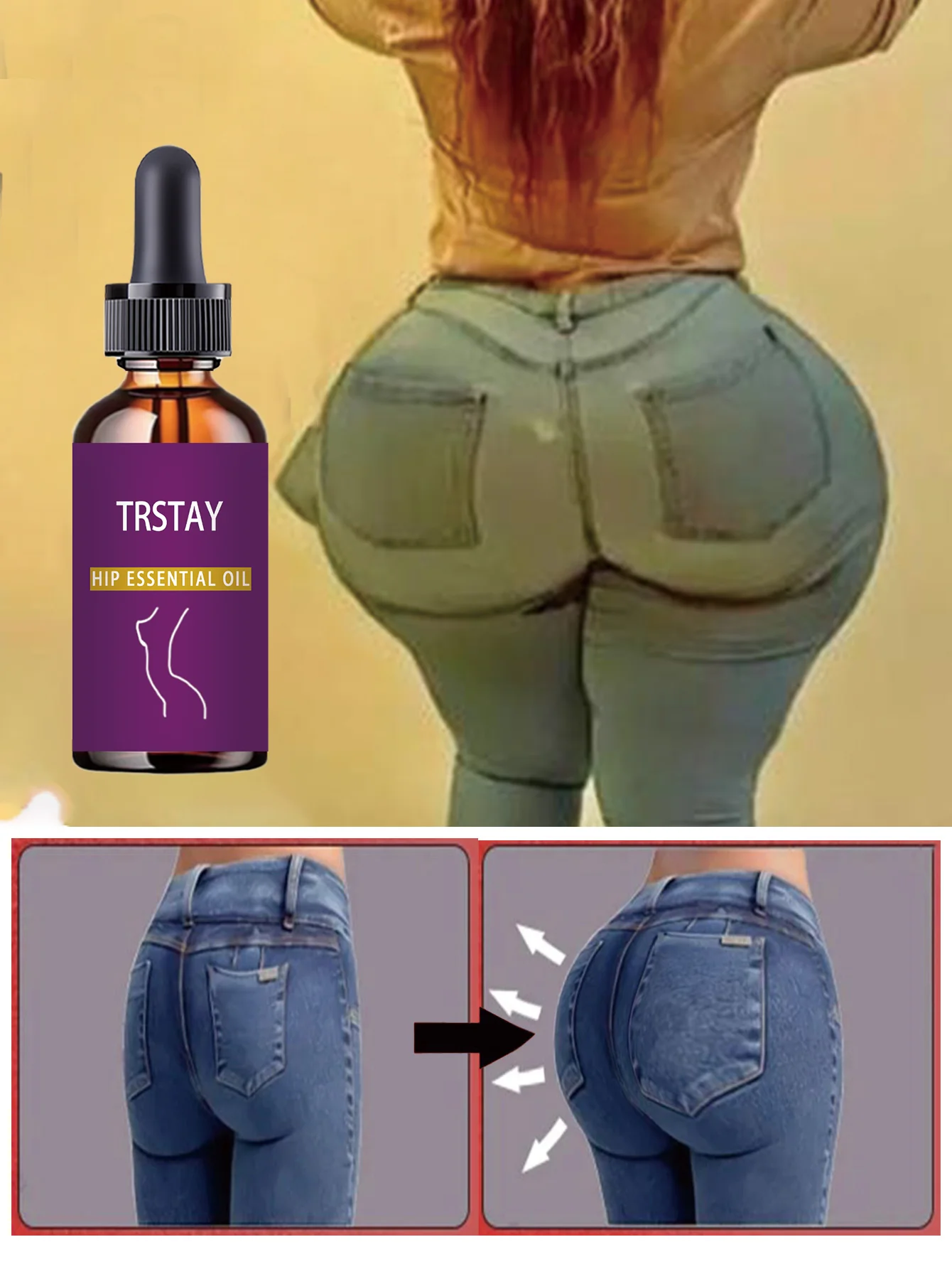 TRSTAY Advanced Hip Tightening Essential Oil Moisturizing Formula Enhances Hip Elasticity And Plasticity For Beautiful Buttocks