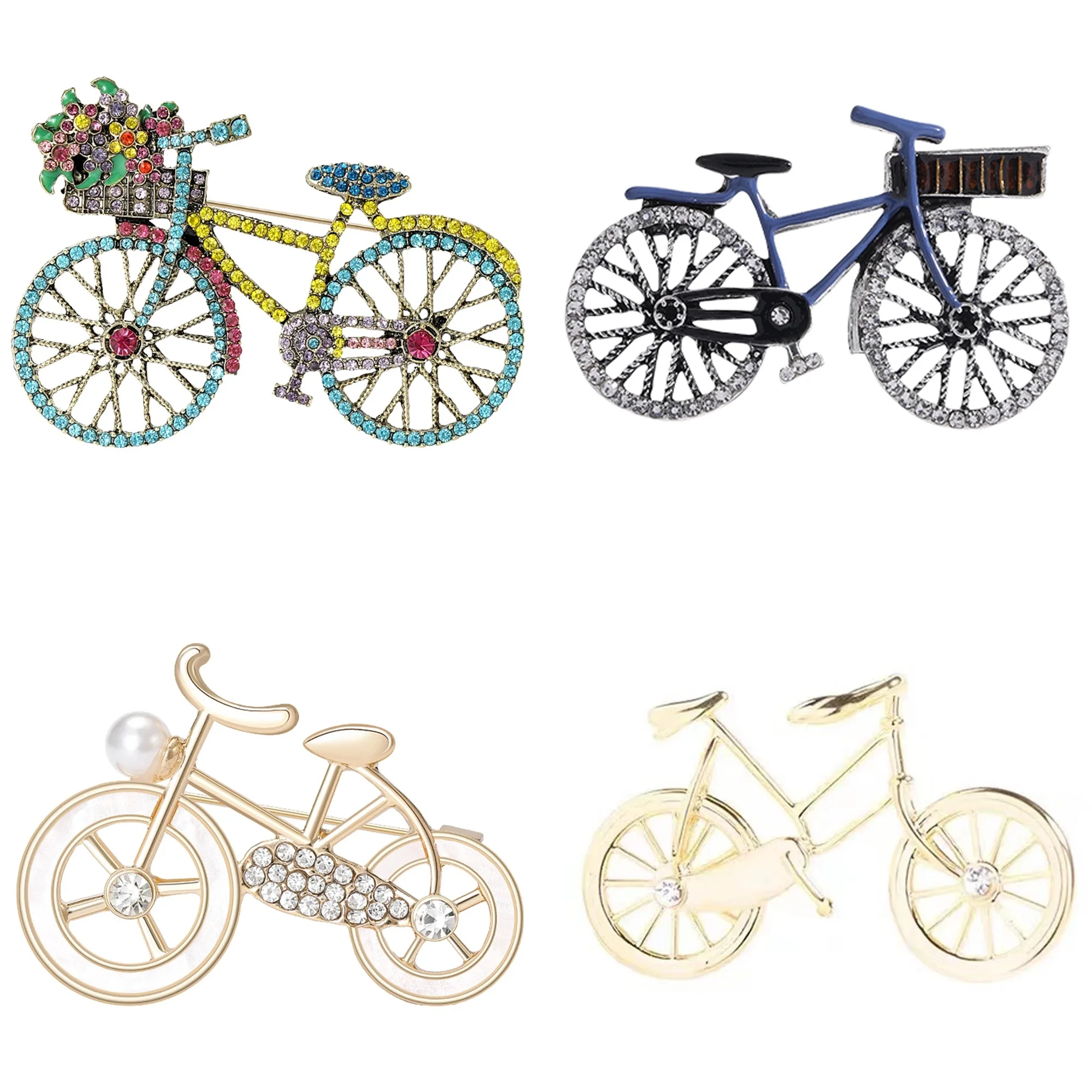 AliExpress Rhinestone Bicycle Brooches for Women Unisex enamel Transportation Pins Office Party Friend Gifts Jewelry Accessories
