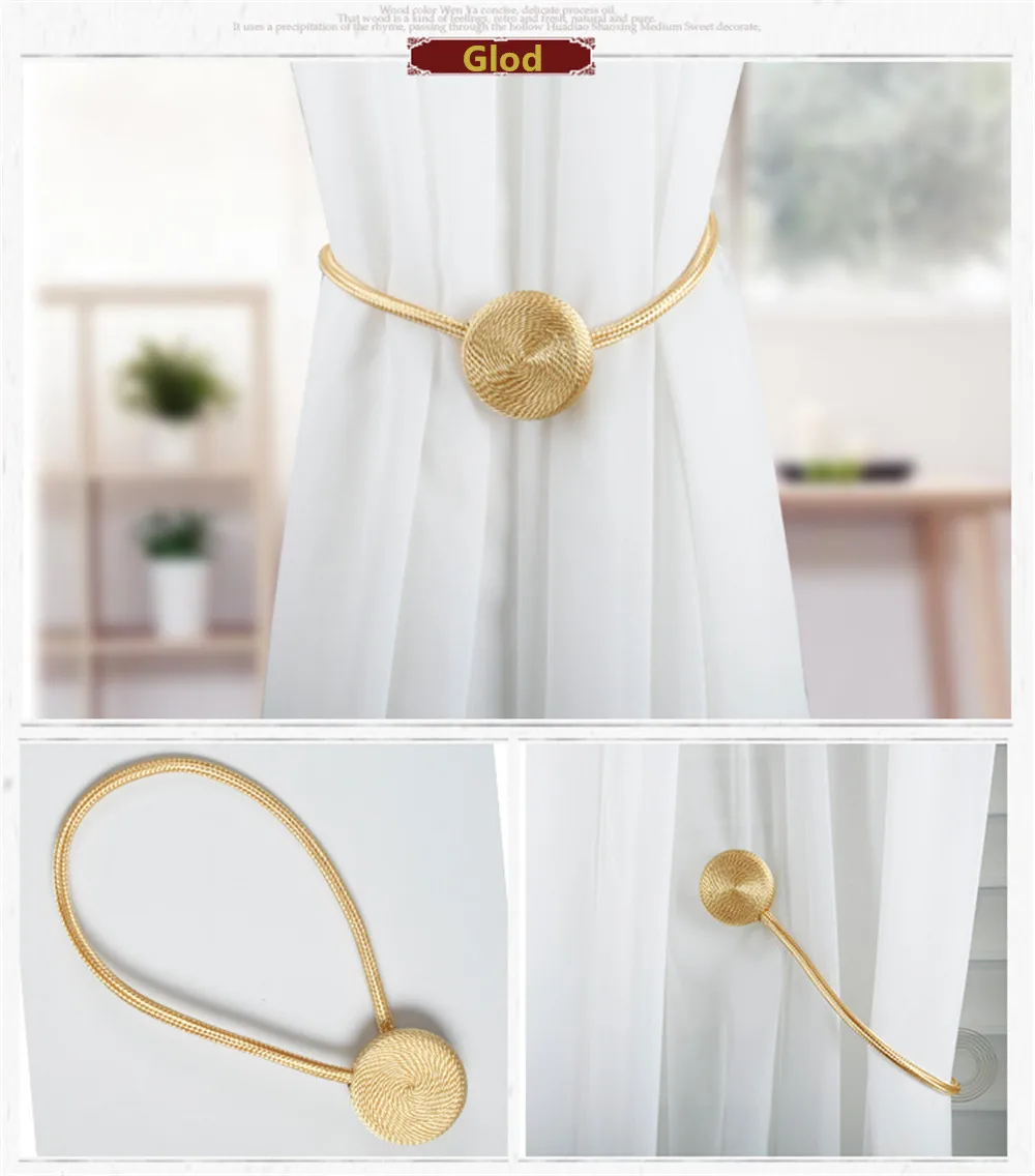 Curtain Tieback Magnet Modern Simple Style Clip Per Tende Drape Ties Backs Weave Rope Holdbacks For Window Curtain Holder