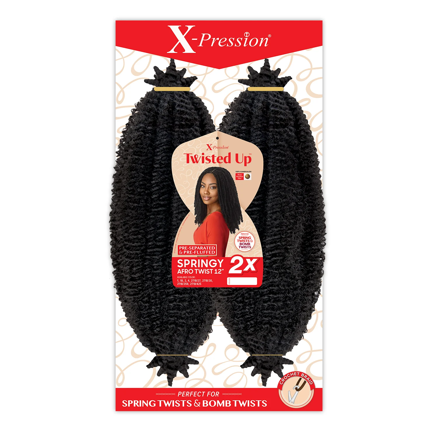 Trenzas de ganchillo sintéticas Outre X-Pression Twisted Up 2X Springy Afro Twist 12"