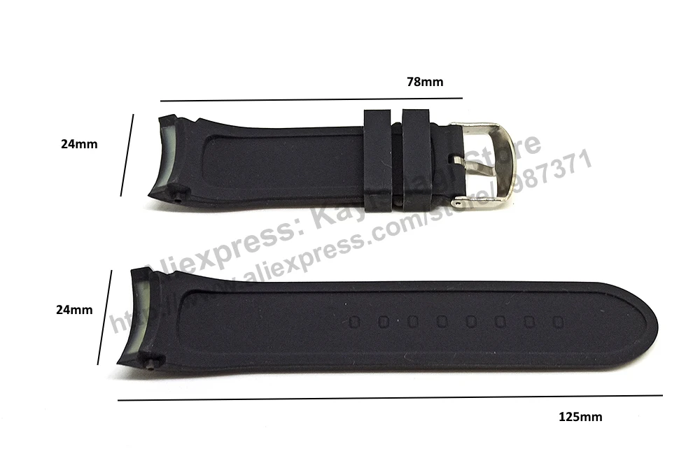 Compatible for Porsche Design Regulator - 24mm Black Curved end Rubber Tire Pattern Replacement Watch Band Strap