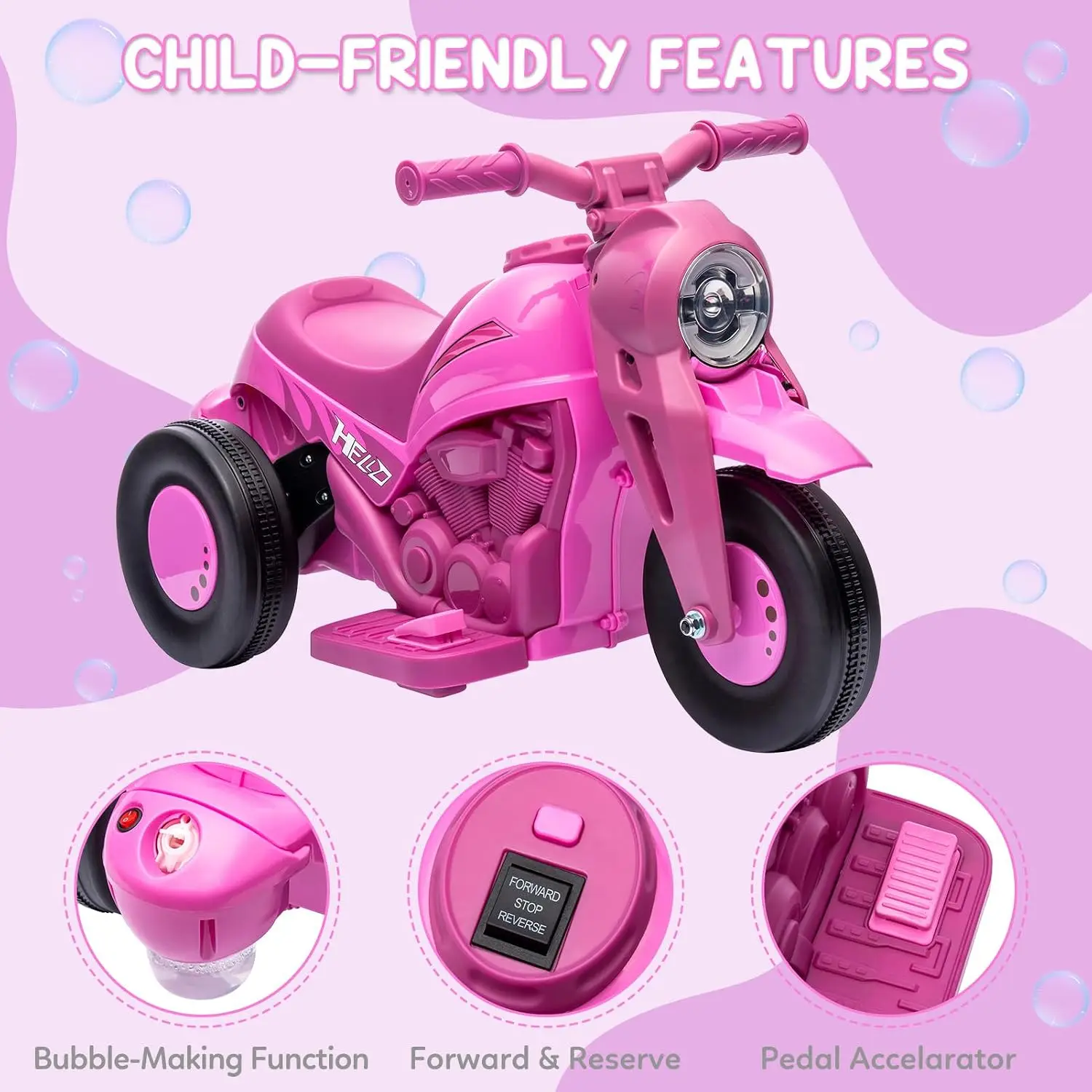 6V Kids Electric Ride On Car, 22W Single Motor, 4.5AH Battery, US Standard Multi‑Color Optional Toy Vehicle for Children