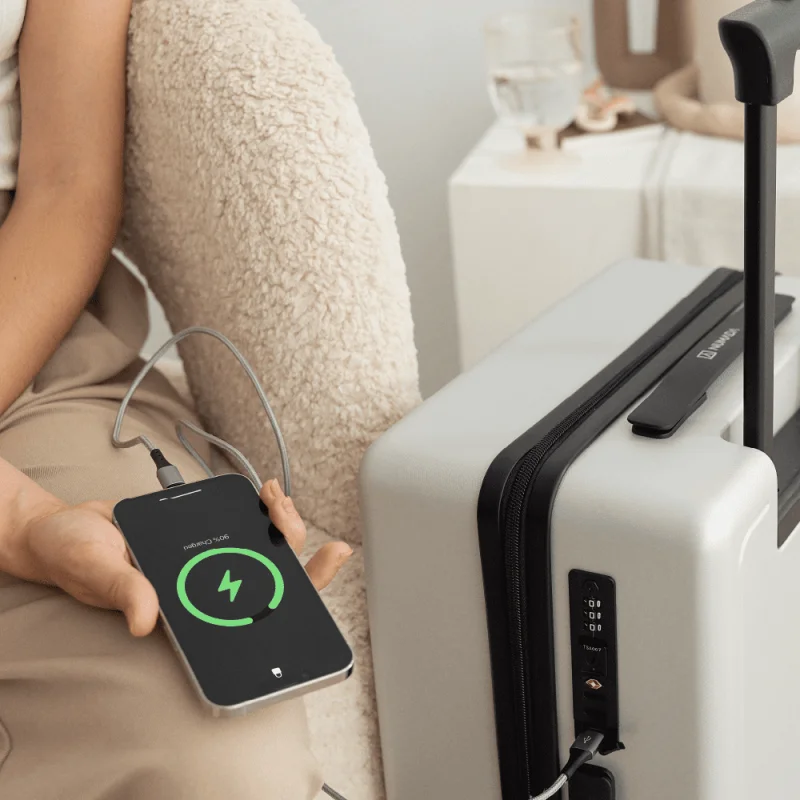 NUMADA - Maleta de Viaje Cabina PC + ABS (56x37,5x22cm) PackPro T40 con Cierre TSA y Carga USB. Maleta de Mano Rígida con 4 Ruedas 360, Extra de