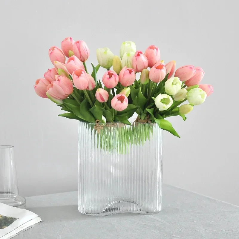 5 pièces/Bouquet Mini nouveau tulipe en Silicone 25cm fleur artificielle vraie touche fausse plante Bouquet pour décoration de mariage maison Garen