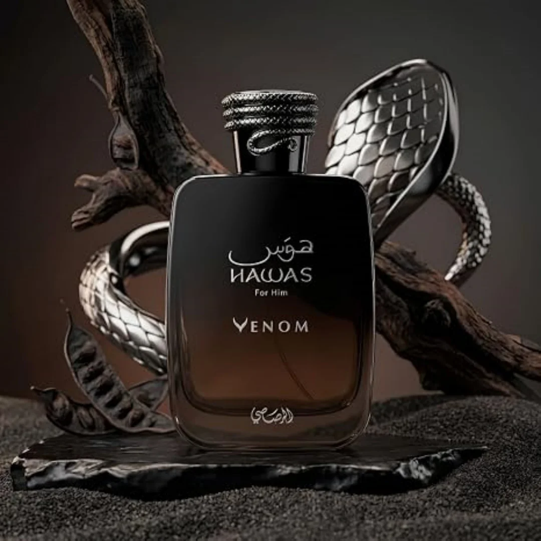 Rasasi Hawas Venom Eau de Parfum 100ml Men Perfume, Dark Alluring Oriental Woody Scent, Smoky‑Leather Long‑Lasting Men’s Cologne